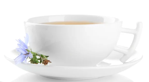 Tasse Tee mit Chicorée, isoliert auf weiß — Stockfoto