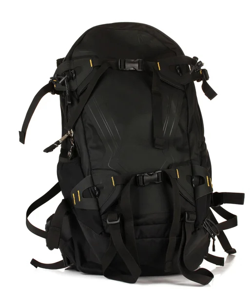 Black backpack, isolated on white — Stock Photo, Image