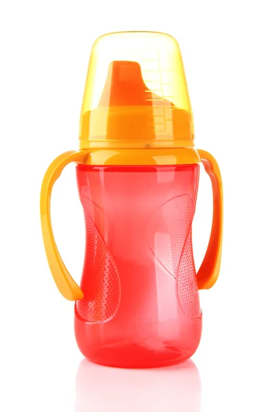 Helle Babyflasche isoliert auf weiß — Stockfoto