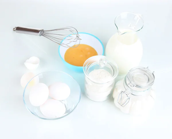 Ingredients for dough isolated on white — Stock Photo, Image