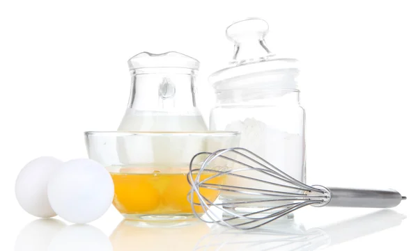 Ingredients for dough isolated on white — Stock Photo, Image