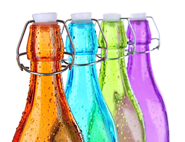 Renkli şişeler üzerine beyaz izole — Stok fotoğraf