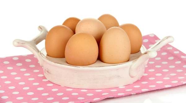 Plaka üzerinde beyaz izole yumurta yumurta — Stok fotoğraf