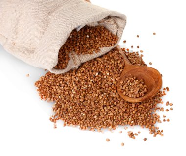 buğday üzerinde beyaz izole bir torba