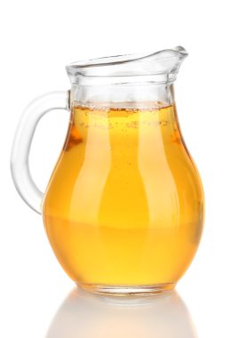 elma suyu, beyaz izole tam sürahi
