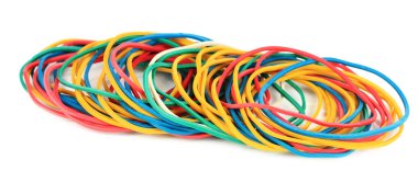 Colorful rubber bands isolated on white clipart