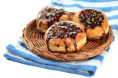 üzerine beyaz çikolata, lezzetli donuts izole