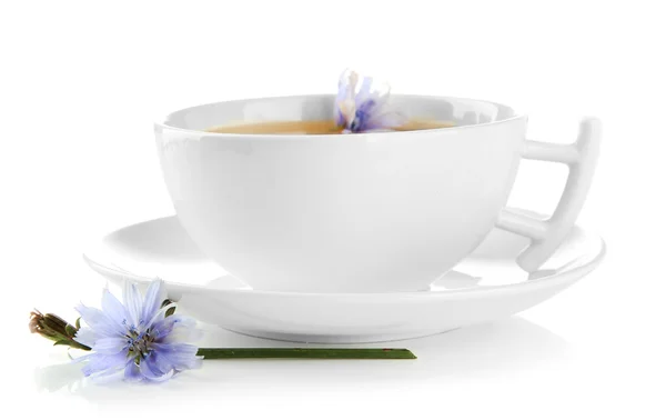 喝杯茶与菊苣，孤立在白色 — 图库照片