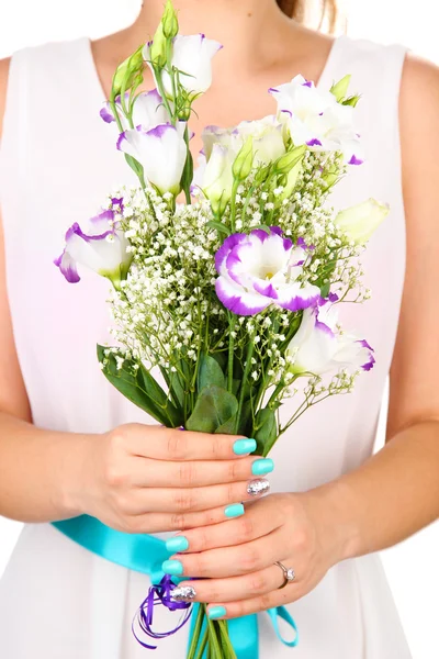 Vrouw bedrijf boeket, close-up — Stockfoto