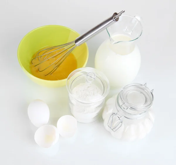 Ingredients for dough isolated on white — Stock Photo, Image