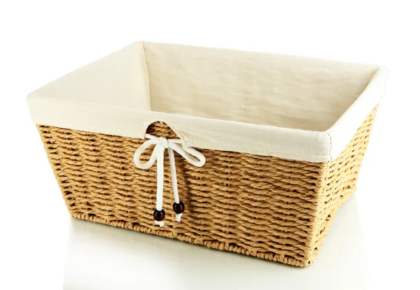 Tom färg wicker basket, isolerad på vit — Stockfoto