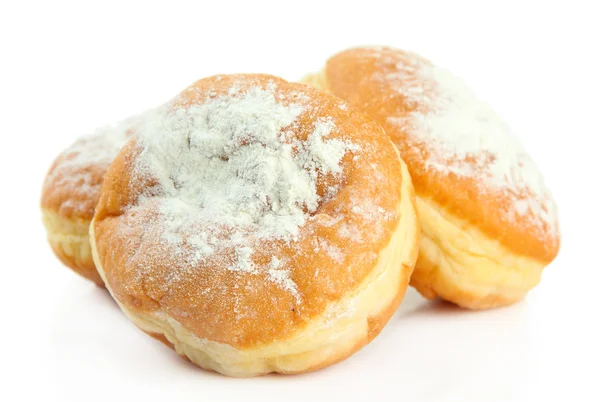 Donuts saborosos, isolados em branco — Fotografia de Stock