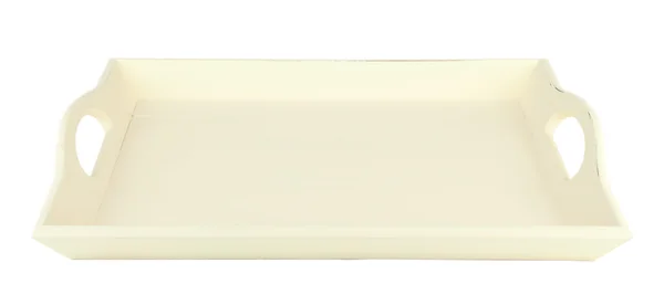 Bandeja de madeira, isolada sobre branco — Fotografia de Stock