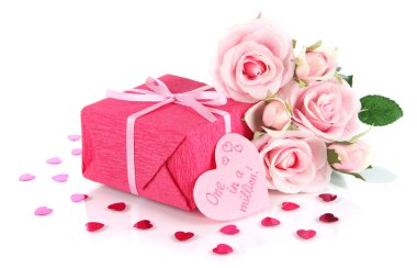 Romantik Paket üzerinde beyaz izole