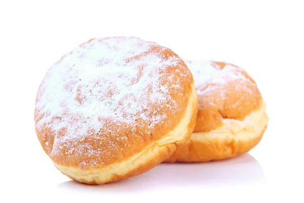 Donuts saborosos, isolados em branco — Fotografia de Stock