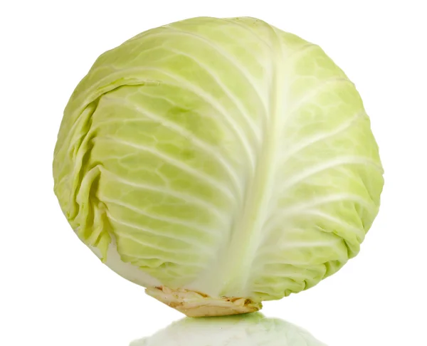 Whole green cabbage isolated on white — Stock Photo, Image