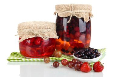 Home made berry jam isolated on white