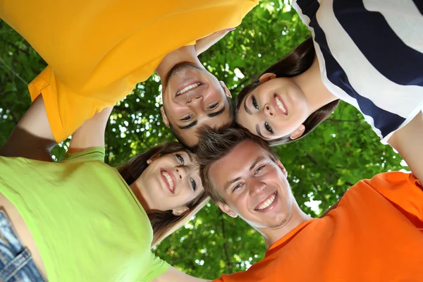 Mutlu bir grup genç insan Park — Stok fotoğraf