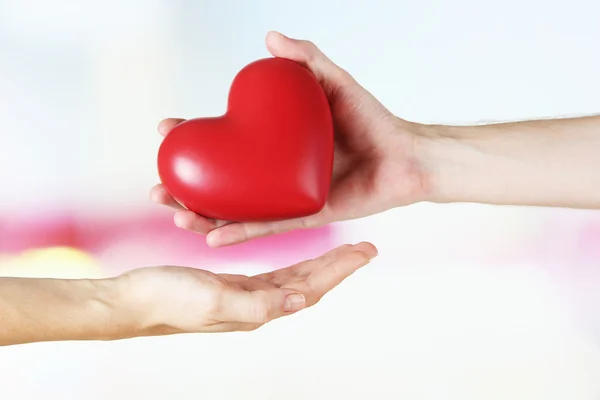 Heart in hands on light background — Stock Photo, Image