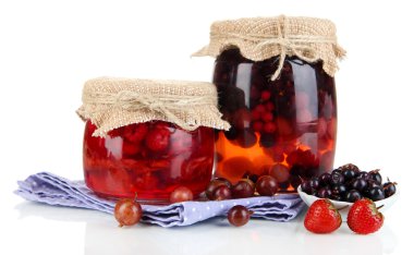 Home made berry jam isolated on white