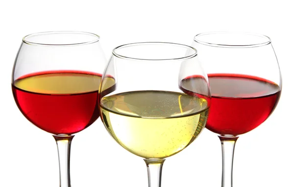 Glasses of wine isolated on white — Stock Photo, Image