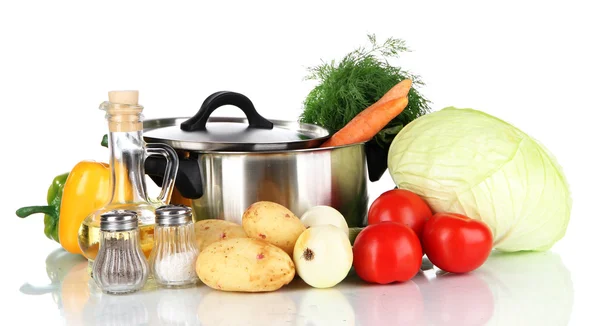 Ingredientes para cocinar sopa aislada en blanco — Foto de Stock