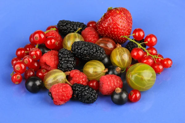 Reife Beeren auf blauem Hintergrund — Stockfoto