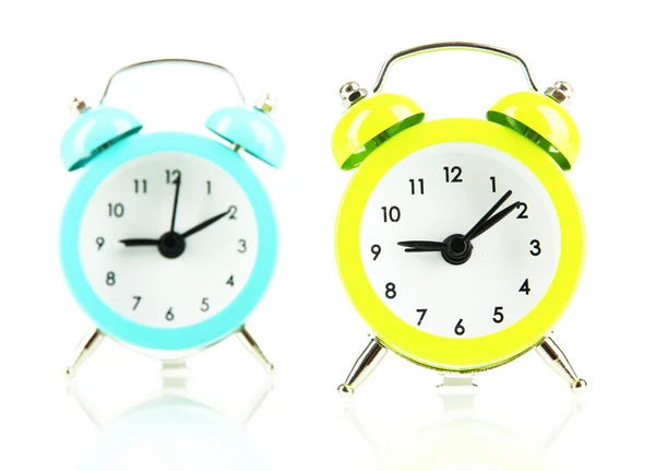 Retro alarm clocks, üzerinde beyaz izole — Stok fotoğraf