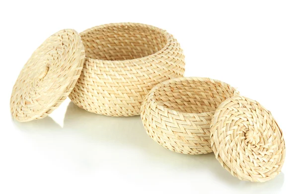 Wicker baskets isolated on white — Stock Photo, Image