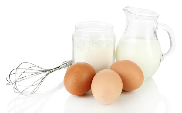 Ingredients for dough isolated on white — Stock Photo, Image