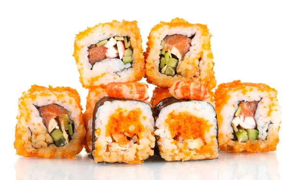 Delicioso sushi isolado no branco — Fotografia de Stock