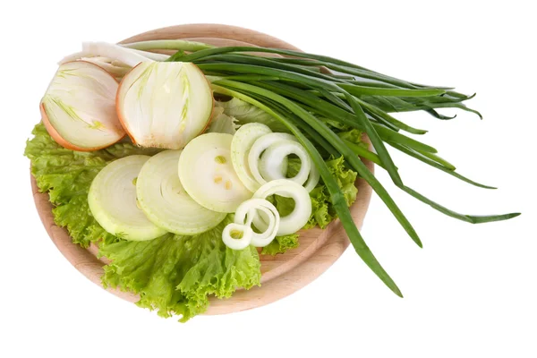 Composition aux herbes et oignons isolés sur blanc — Photo