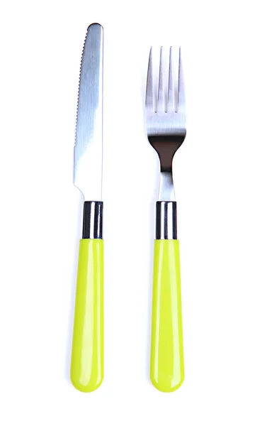 Cuchillo y tenedor, aislados en blanco —  Fotos de Stock