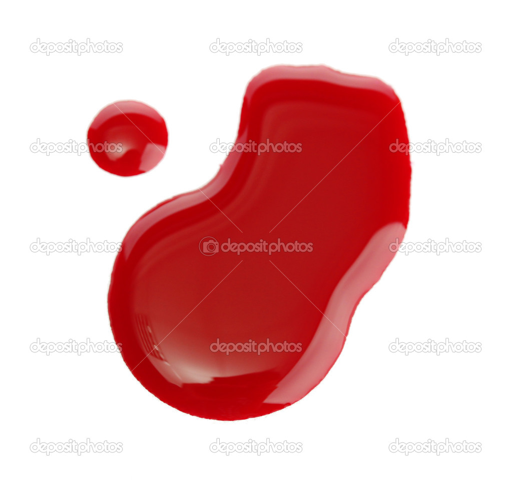 Red nail polish drops isolated on white