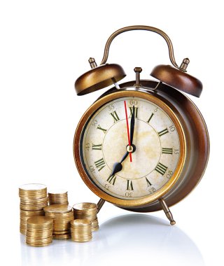 antika saat ve sikkeler üzerinde beyaz izole