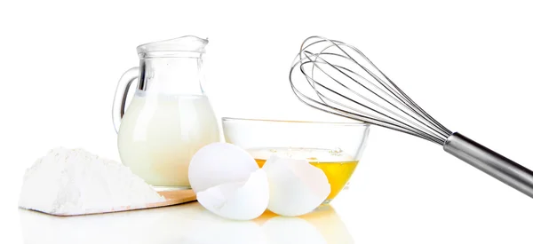 Ingredients for dough isolated on white — Stock Photo, Image