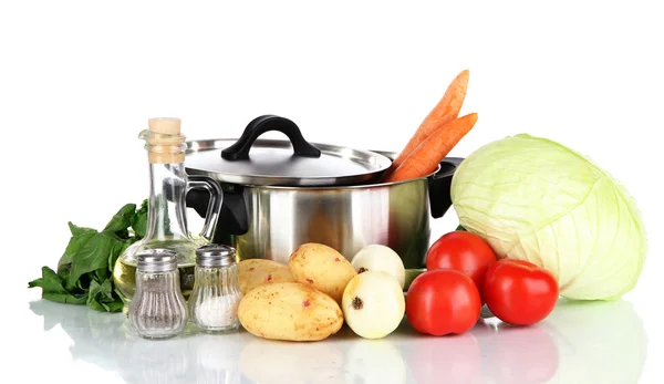 Ingrédients pour la cuisson de la soupe isolée sur blanc — Photo