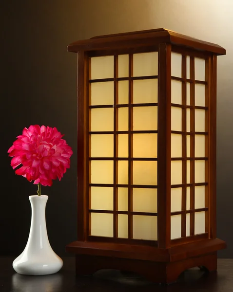 Japanese table lamp on brown background — Stock Photo, Image