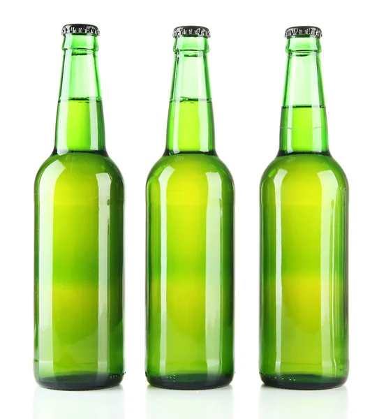 Flessen bier geïsoleerd op wit — Stockfoto