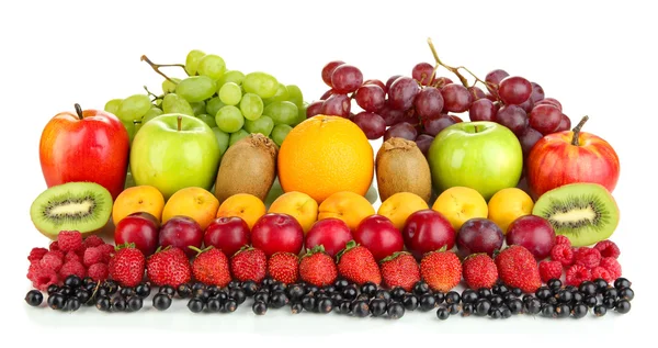 Fresh fruits and berries isolated on white — Stock Photo, Image