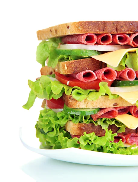 Huge sandwich, isolated on white — Stock Photo, Image