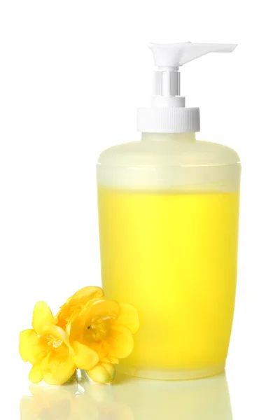 Bottle with liquid soap isolated on white — Stock Photo, Image