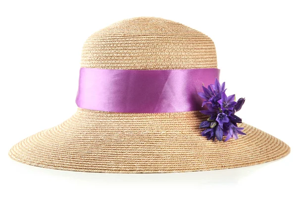 Hermoso sombrero de verano, aislado en blanco — Foto de Stock