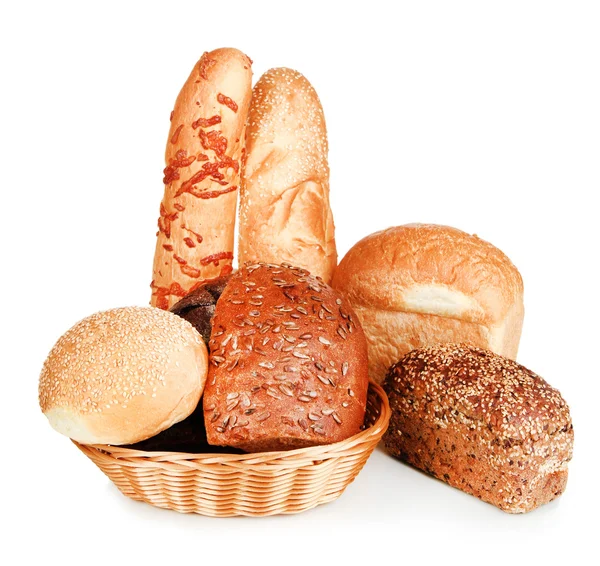 Verscheidenheid van geïsoleerd op wit brood — Stockfoto