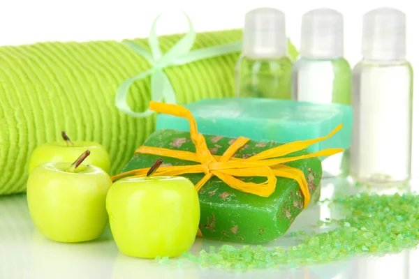 Candele di sapone e aroma fatte a mano isolate su bianco — Foto Stock