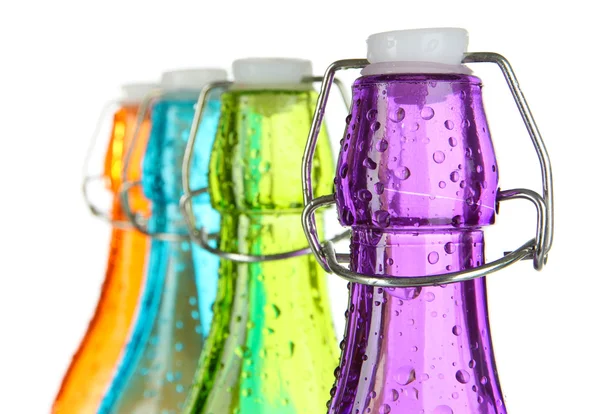 Renkli şişeler üzerine beyaz izole — Stok fotoğraf