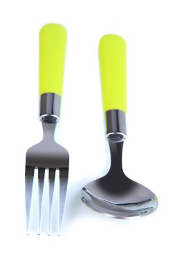 kaşık ve çatal, üzerinde beyaz izole