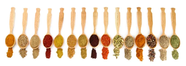 Spices in spoons isolated on white Royalty Free Vector Image