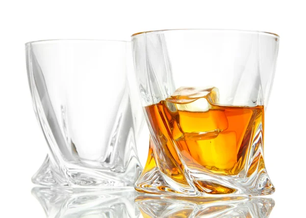 Glasses of whiskey, isolated on white — Stock Photo, Image