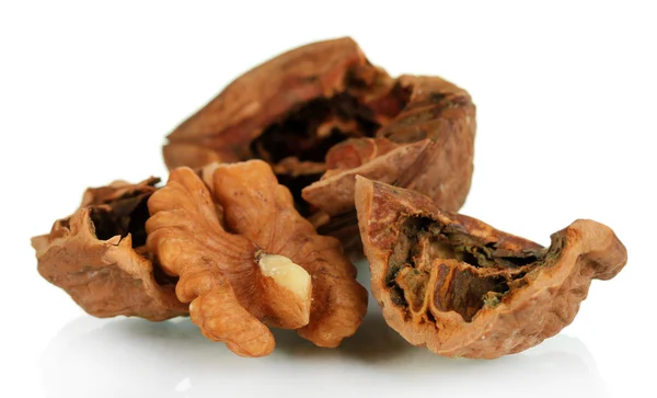 Broken walnut isolated on white — Stock Photo, Image